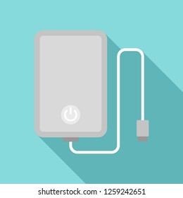 Power bank with cable icon. Flat illustration of power bank with cable vector icon for web design