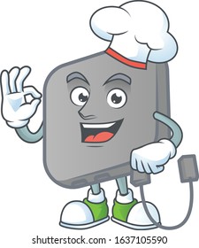 Power bank cartoon character in a chef dress and white hat