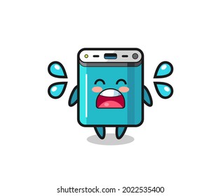 power bank cartoon illustration with crying gesture , cute style design for t shirt, sticker, logo element