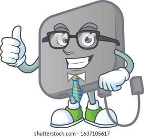 Power bank cartoon successful Businessman wearing glasses
