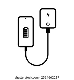 Banco de Energia Carregando Conjunto de Ícones de Smartphone, Símbolo portátil da bateria de energia