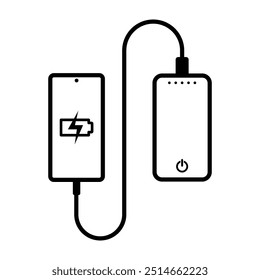 Banco de Energia Carregando Conjunto de Ícones de Smartphone, Símbolo portátil da bateria de energia