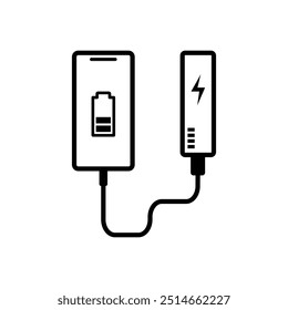 Banco de Energia Carregando Conjunto de Ícones de Smartphone, Símbolo portátil da bateria de energia