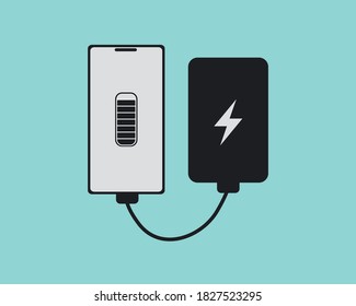 power bank connected with phone icon vector illustration