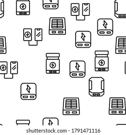 Power Bank Device Vector Seamless Pattern Thin Line Illustration