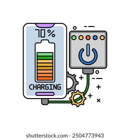 Power Bank Fill Color Icon, Vector illustration