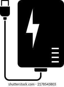 Icono plano del banco de energía. Símbolo de esquema de alta calidad para diseño web o aplicación móvil. Ilustración vectorial.