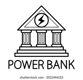 Power bank humorous funny icon made with real bank classic style facade vector flat style icon isolated.