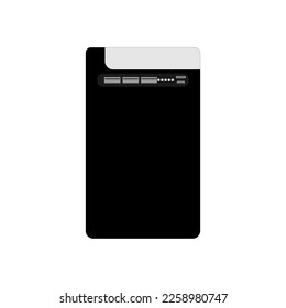 Power bank icon. Black. Vector illustration on a white background.
