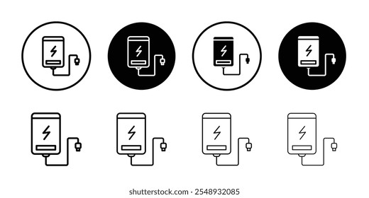 Power bank icon Black and white outline vector