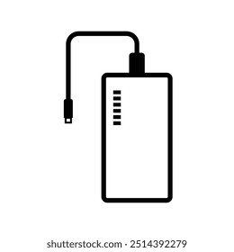 Ícone do banco de energia com cabo de carregamento - Símbolo de bateria portátil