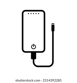 Ícone do banco de energia com cabo de carregamento - Símbolo de bateria portátil