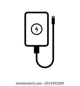 Ícone do banco de energia com cabo de carregamento - Símbolo de bateria portátil