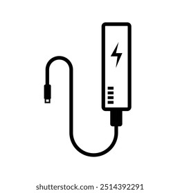 Ícone do banco de energia com cabo de carregamento - Símbolo de bateria portátil