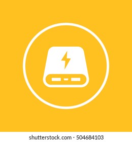 power bank icon in circle, vector illustration