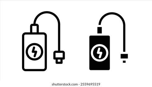 Power bank Icon collection in filled and stroke style.