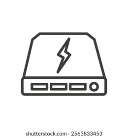 Power Bank Icon Depicting a Portable Charging Device in Black and White