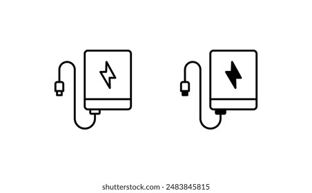 Power Bank icon design with white background stock illustration