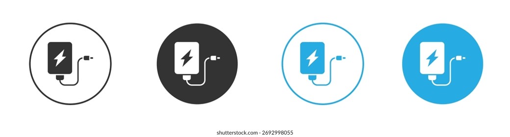 Icono del banco del poder en Vector plano editable en blanco y negro
