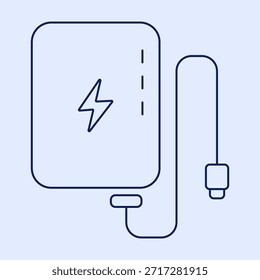 Ícone do banco de energia no estilo de linha moderno de traçado editável. Ilustração do vetor do carregador portátil