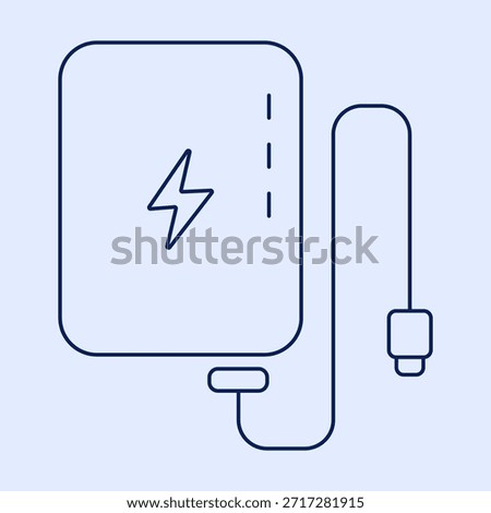 Power bank icon in editable stroke modern line style. Portable charger vector illustration