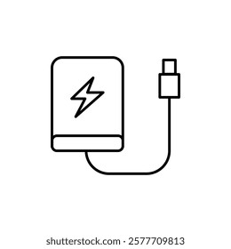Power bank icon Flat simple outline