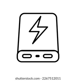 power bank icon illustration, portable charging device trendy style on white background 