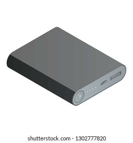 Power bank icon. Isometric of power bank vector icon for web design isolated on white background