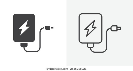 Power bank icon. outlined vector style.