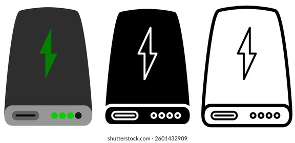 power bank icon, simple flat style, illustration, logo sign symbol pictogram template, for ui or ux isolated on white for mobile app, editable