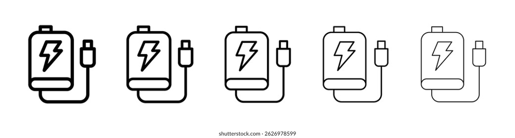 Power bank icon Simple thin line flat symbol