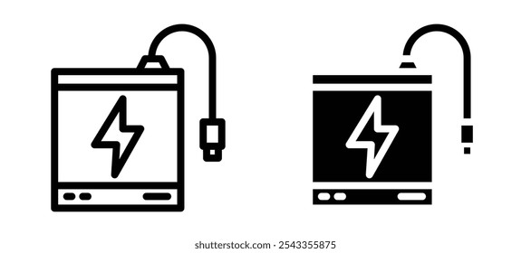 Coleção de símbolos de ícone do banco de energia no plano de fundo branco.