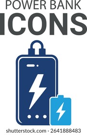 Power bank icons, Line art vector Containing Charge Battery Vector icons design