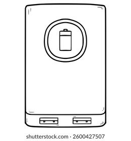 power bank illustration hand drawn outline vector