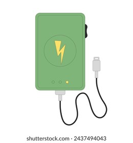 Power bank isolated on white background. Portable charge devise. Outline vector flat illustration.