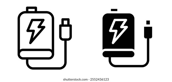 Conjunto de Vector de icono de forro de banco de energía.
