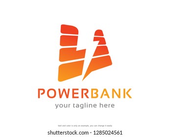 Power Bank Logo Template Design Vector, Emblem, Concept Design, Creative Symbol, Icon