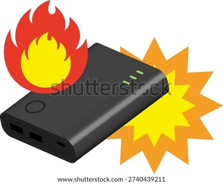 Power bank malfunction and ignition Vector illustration