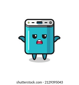 power bank mascot character saying I do not know , cute style design for t shirt, sticker, logo element