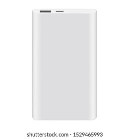 Power Bank Mockup Isolated On White Background. Vector Illustration