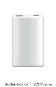 Power bank mockup without USB cable. Colorful portable charger device. External battery for charging with modern design. Powerbank isolated on white background