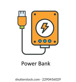 Vector de banco de energía   Rellenar iconos de contorno. Material gráfico simple