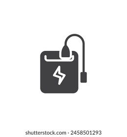 Icono de Vector Power Bank. signo plano relleno para concepto móvil y Diseño web. Icono de glifo de cargador de batería portátil. Símbolo, ilustración del logotipo. Vector gráfico