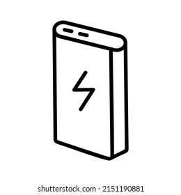 Power bank vector icon, useful for charging battery on mobile. Editable black line vector illustration.