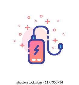 Power bank vector illustration in line color design