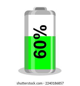 power baterai 60% vector icon, baterai, charger symbol. Modern,
simple 3d vector illustration for web site or mobile app
