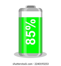 power baterai 85% vector icon, baterai, charger symbol. Modern,
simple 3d vector illustration for web site or mobile app