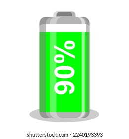 poder baterai 90% icono vector, baterai, símbolo cargador. Moderno,
ilustración 3d vectorial simple para sitio web o aplicación móvil