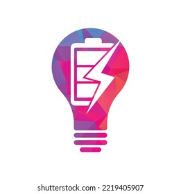 Power Battery bulb shape concept Logo Design Template. Battery power and flash lightning bolt logo icon.