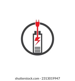 Ilustración del vector con logotipo de energía de la batería de alimentación